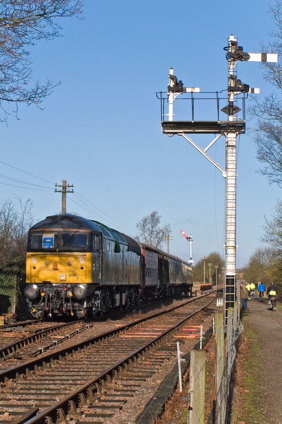 47205, stabled, Pitsford sidings 
 Earlier in the morning 47205 and the vans to which it was attached were blocking the Northampton and Lamport Railway's running lines. They were successfully shunted into the sidings and the mince pie specials could then run lead by resident A1A-A1A Type 2 31289. 
 Keywords: 47205 Pitsford sidings