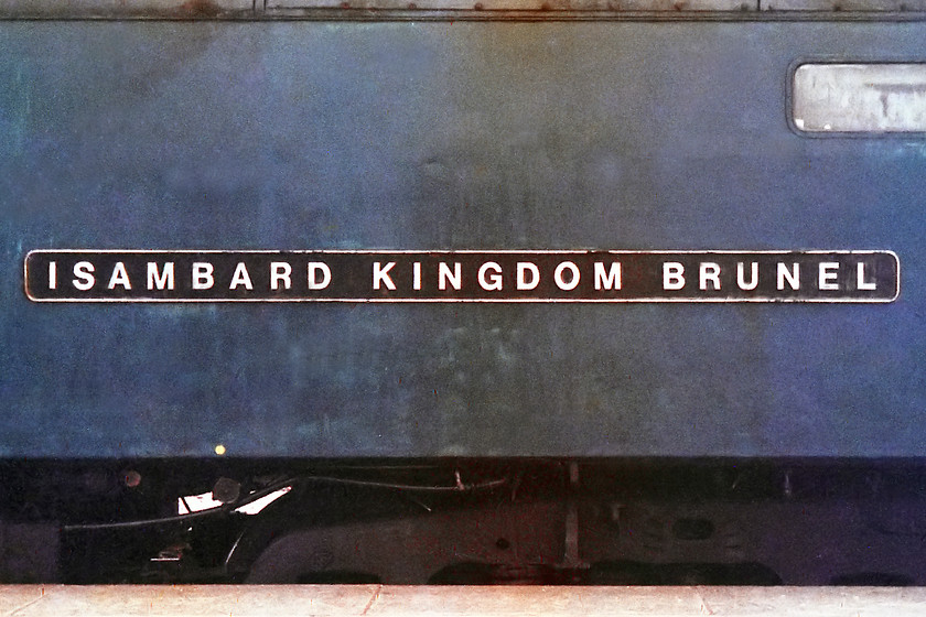 Nameplate, 47484 unidentified working, Bristol Temple Meads station 
 The Western Region named a number of its class 47 allocation. As well as carrying the names of biblical figures and mythological gods some had names associated with its GWR heritage. 47484 was an ETH locomotive and, as a namer, was a bit out on its own as the majority of the others were steam heaters. The nameplate is huge as shown in this image taken at Bristol Temple Meads.