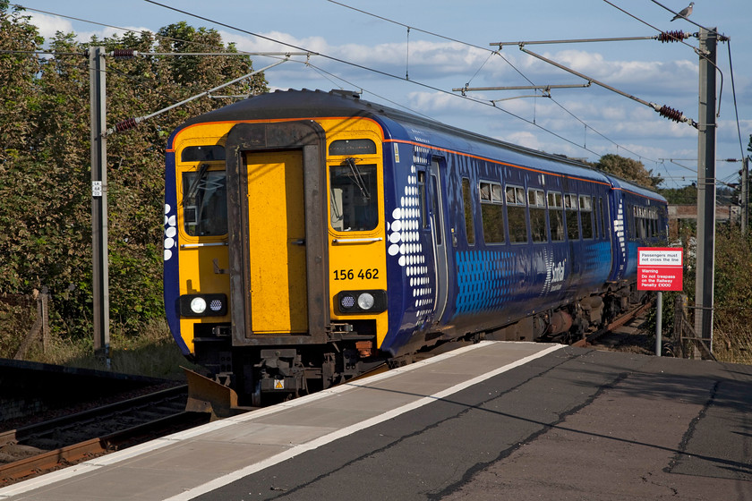 156462, SR 16.59 Stranraer-Glasgow Central (1A03, 4L), Troon station 
 With the hard part of its journey completed and a relatively easy run into Glasgow Central ahead, 156462 arrives into Troon with the 16.59 from Stranraer. When I travelled on this line during my 1984 Railrover, I was in luxurious Mk.1 steam heated stock behind a class 47 with a Class 25 banking to and from Ayr; how the railways have changed! 
 Keywords: 156462 1A03 Troon station