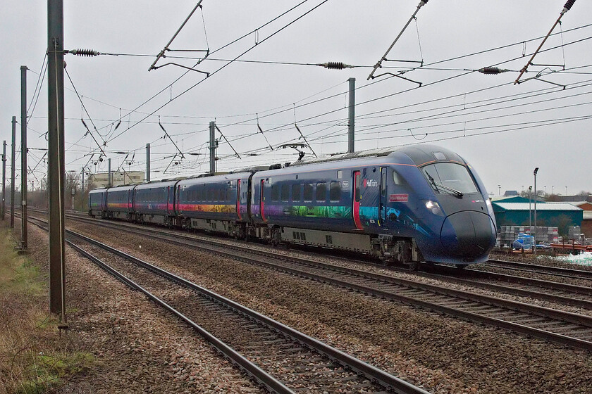 802304, HT 07.27 London King's Cross-Hull (1H01, RT), Sandy TL176510 
 It appeared that both Hull Trains and Grand Central were unaffected by the industrial action on this day with all of their services appearing to operate. Paragon set 802304 William Wilberforce' passes New Zealand bridge close to Sandy working the 1H01 07.27 Kings Cross to Hull service 
 Keywords: 802304 07.27 London King's Cross-Hull 1H01 Sandy TL176510 Hull Trains Paragon