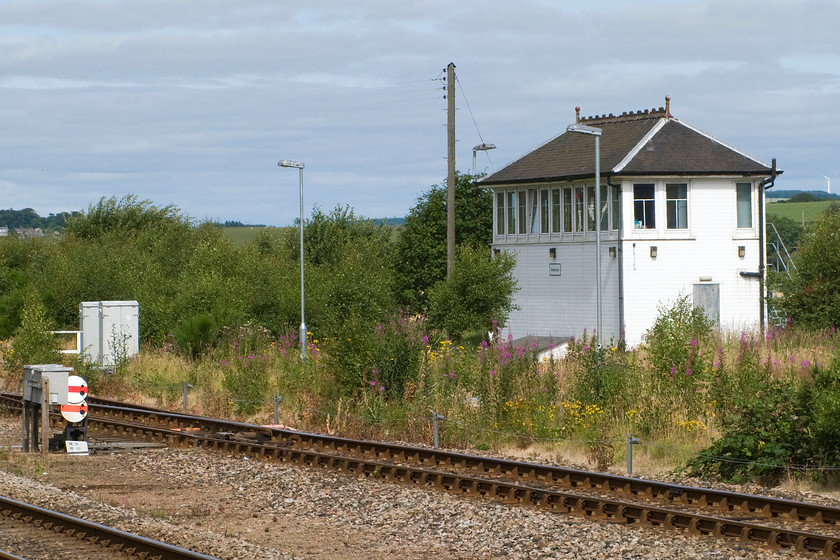 Inverurie signal box (GNS, 1902) 
 Inverurie signal box sits somewhat remotely from the running lines that it controls. Originally it was named Inverurie New Station when it was opened in 1902 with the name simplified soon afterwards. Unlike many of the GNS's boxes, the Type 3b has a hipped roof with elegant roof ridge-tiles, large window panes and decorative treatment to the timberwork. This elegant design reflected that Inverurie was the headquarters of the GNS Railway and the box sat right opposite its locomotive works and it controlled a vast yard of sidings associated with it. Today it looks a little lonesome and isolated but at least the structure has not been too brutally treated when it was 'improved' with just UPVC cladding around the base covering up the frame room windows. In a nod to its heritage, the replacement windows mimic the original one pane over two glazing pattern even if with internal plastic bars. 
 Keywords: Inverurie signal box Great North of Sotland Railway GNS