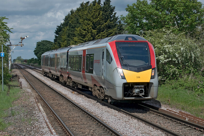 755336, GA 11.50 Peterborough-March (2L75, 3E), Manea station 
 Andy and I saw FLIRT unit 755336 a little earlier on its outward working to Peterborough. It is seen returning as the 11.50 service to Ipswich slowing for its stop at Manea, one of a handful of services that serve the remote and isolated Fenland community. As well as a small station it retains its Great Eastern signal box, level crossing, signals and an up and down out-of-use and very overgrown loops. The station was the only survivor of the three that once existed between March and Ely during the Beeching cull, the other two being Bentley and Stonea 
 Keywords: 755336 11.50 Peterborough-March 2L75 Manea station Greater Anglia GA FLIRT