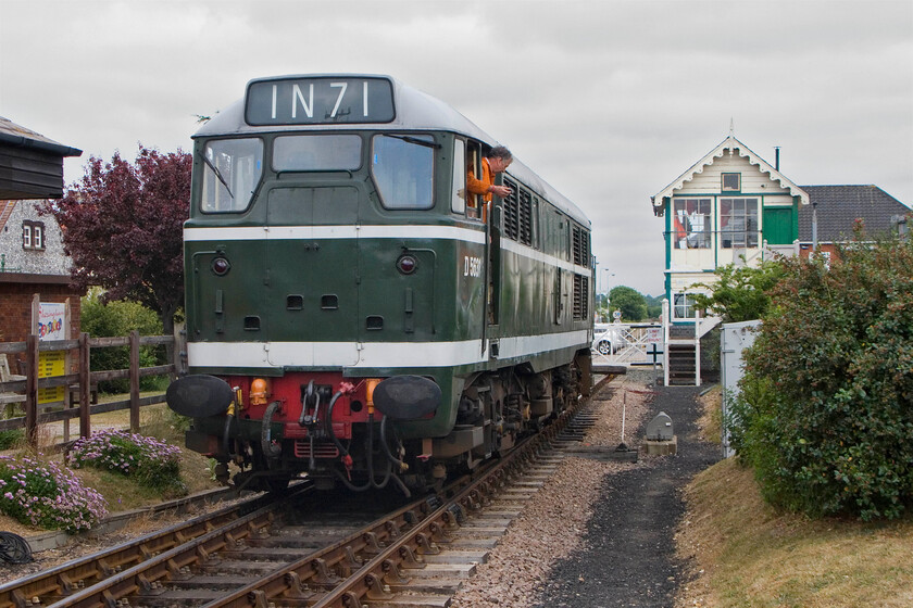 D5631, running round Sheringham station 
 Looking more authentic from this end with a full-sized four-character headcode panel D5631 (formally 31207) runs round its stock having hauled the last service train of the day, the 17.30 from Holt. The Type 3 will now run back to Weybourne for servicing and stabling leaving the stock in the Sheringham's station platform overnight. Sheringham's recently reconstructed East signal box can be seen that controls all activity at this end of the station. 
 Keywords: D5631 running round Sheringham station A1A-A1A Class 31207