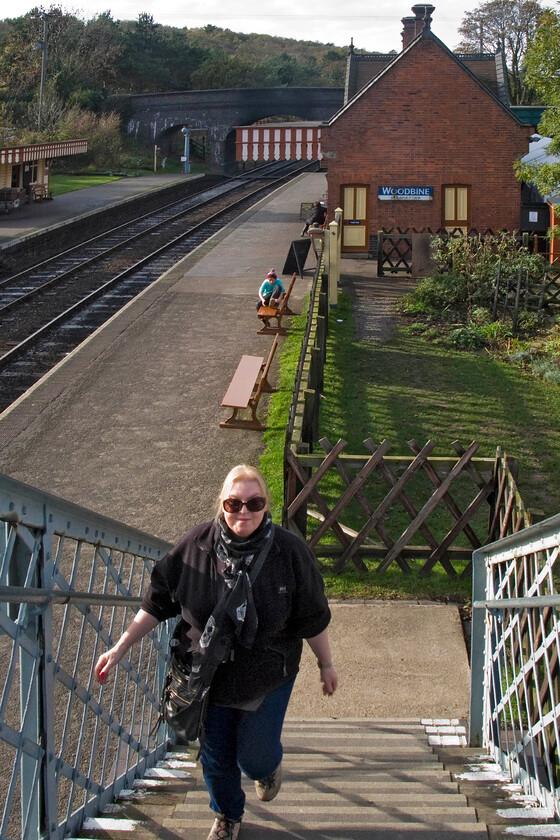 1. Carol climbing footbridge, Weybourne station