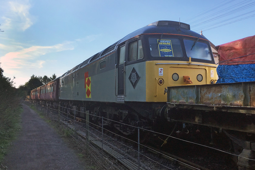 47205, stabled, Pitsford & Brampton station 
 As it was mid-week, no activity was taking place at the NLR. This included their long-term resident 47205 that looks very smart in it Railfreight grey livery. It sits at the platform of Pitsford and Brampton station along with some of their rolling stock. 
 Keywords: 47205 Pitsford & Brampton station