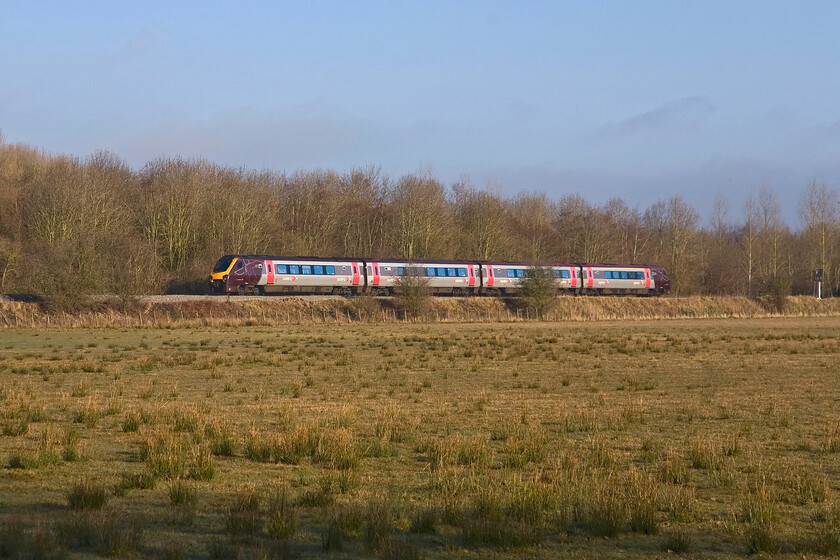 221125, XC 05.11 Manchester Piccadilly-Bournemouth (10O4), King's Sutton SP498354 
 The 05.11 Manchester Piccadilly to Bournemouth CrossCountry Voyager service passes through the southwestern extremities of the Northamptonshire countryside worked by 221125. This spot is just south of King's Sutton where the line crosses past an open field with almost unobstructed views of the line for a short distance on this side at least! 
 Keywords: Class 220 05.11 Manchester Piccadilly-Bournemouth King's Sutton SP498354 CrossCountry Voyager