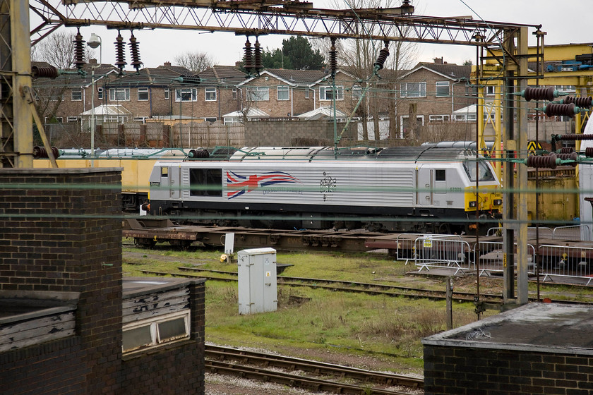 67026, stabled, Bescot Yard 
 67026 'Diamond Jubilee' stands stabled in Bescot yard. 67026 was named in a ceremony at Manchester Victoria in March 2012 to commemorate its work with the Royal Train. Its livery is a one-off with no other members of the class looking quite like it! 
 Keywords: 67026, stabled, Bescot Yard