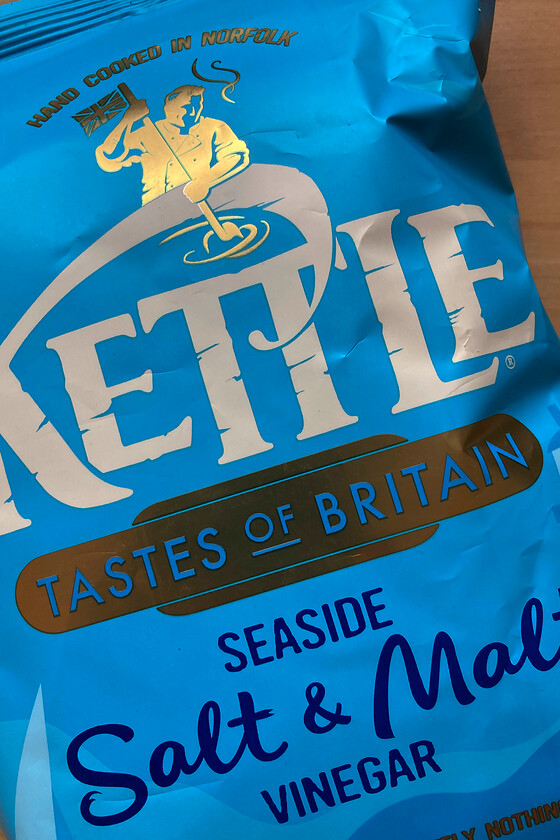 Kettle crisps 
 A packet of crisp featuring on my website? However, notice the graphics used by the Norfolk based manufacturer featuring a totem! Whilst totems were enamelled in a number of colours throughout the network I do not recall any in gold?