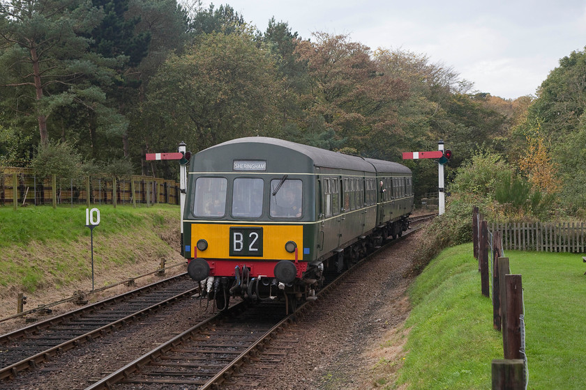 M56352 & M51192, 12.15 Holt-Sheringham, Weybourne station 
 One of the the North Norfolk Railway's resident class 101 DMUs arrive at Weybourne with the 12.15 Holt to Sheringham. It's a pretty grey day but one that aided this picture because if the sun had been out, this view would be directly into it! 
 Keywords: M56352 M51192 12.15 Holt-Sheringham Weybourne station