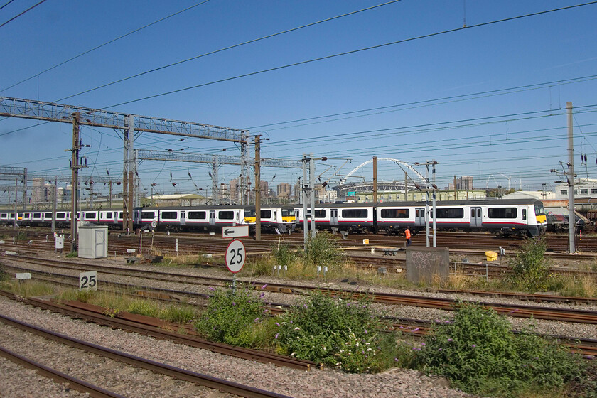 321331, 321330 & Class 321, stored, Wembley Yard 
 Comprehensively refurbished a few years ago, superbly reliable and languishing in Wembley Yard waiting to go to the scrap man. A number of former Greater Anglia Class 321s including 321331 & 321330 still look smart and ready for service but their next journey will probably be to Sims in Newport. It's all very well modernising the railway but is it the best use of resources when existing stock that is perfectly serviceable is replaced just for the sake of it? 
 Keywords: 321331 321330 Class 321 stored Wembley Yard Dusty Bins