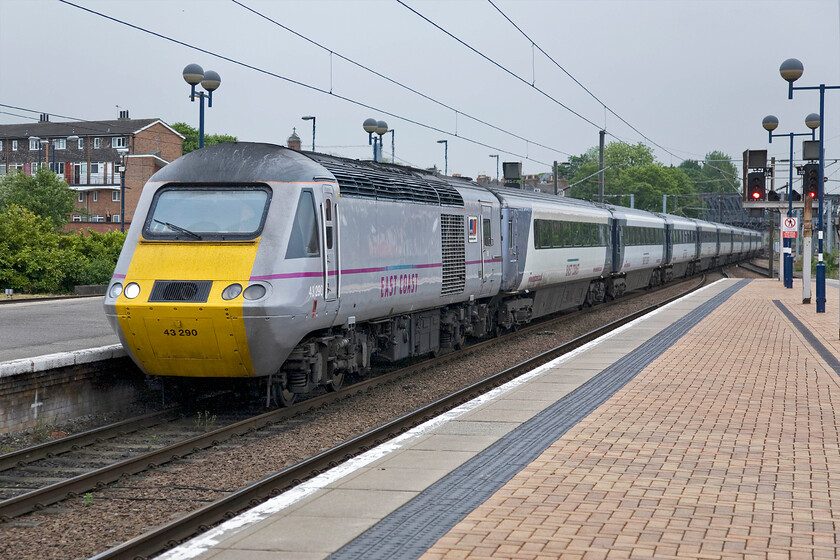 43290, GR 15.08 London King's Cross-York (1N87), York station 
 43290 'MTU Fascination of Power' arrives at York with the terminating 15.08 East Coast service from King's Cross. This power car has been tearing up and down the ECML since its introduction in 1978 initially as part of set 254018. 
 Keywords: 43290 15.08 London King's Cross-York 1N87 York station East Coast HST MTU Fascination of Power