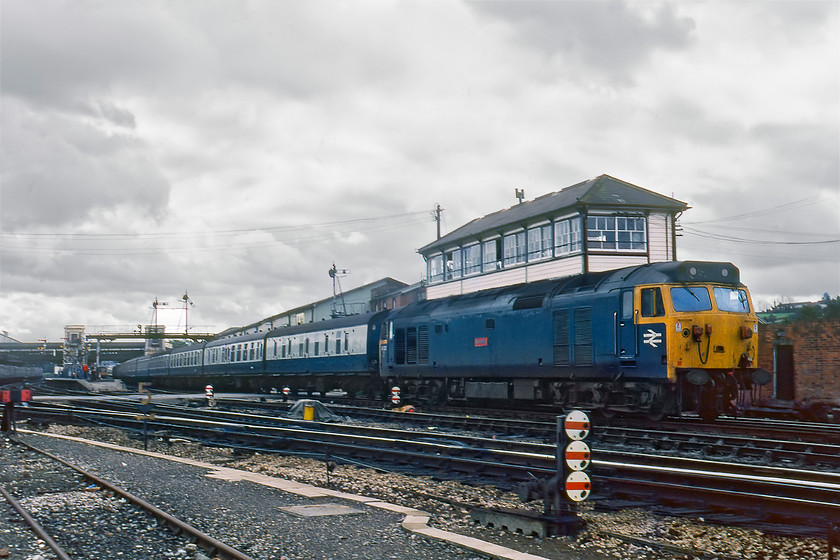 50020, 09.32 Penzance-Wolverhampton (1M39), Exeter Middle 
 I don't know how Graham and I managed to get ourselves into this spot directly in front of Exeter Central signal box in full view of the signalman? With the glorious trio of shunting disk signals in the foreground, 50020 'Revenge' leaves St. David's station with the 1M39 09.32 Penzance to Wolverhampton service.

There is an audio recording of this event on my youtube channel, see...https://youtu.be/SUcFbgXnVK0 
 Keywords: 50020 09.32 Penzance-Wolverhampton 1M39 Exeter Middle Revenge Class 50